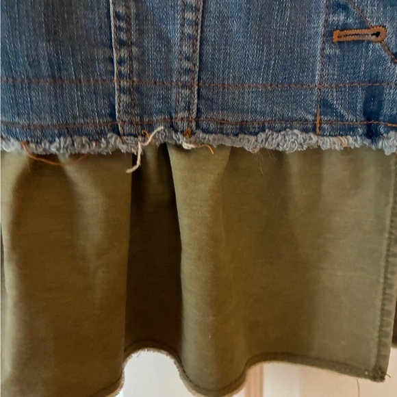 Anthropologie Pilcro & Letterpress Women's Ruffle Green Denim Jean Jacket Sz M - Picture 5 of 8